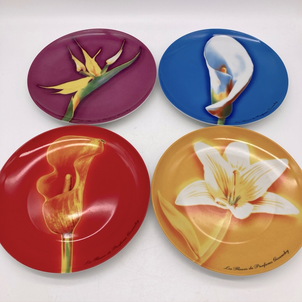 Set of 4 Givenchy Parfums Floral Salad Plates